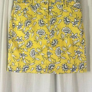 Charter Club Skirt Floral Yellow Pockets 10 Lining